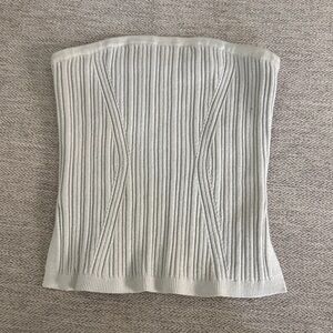 Ribbed Strapless Top in Light Gray